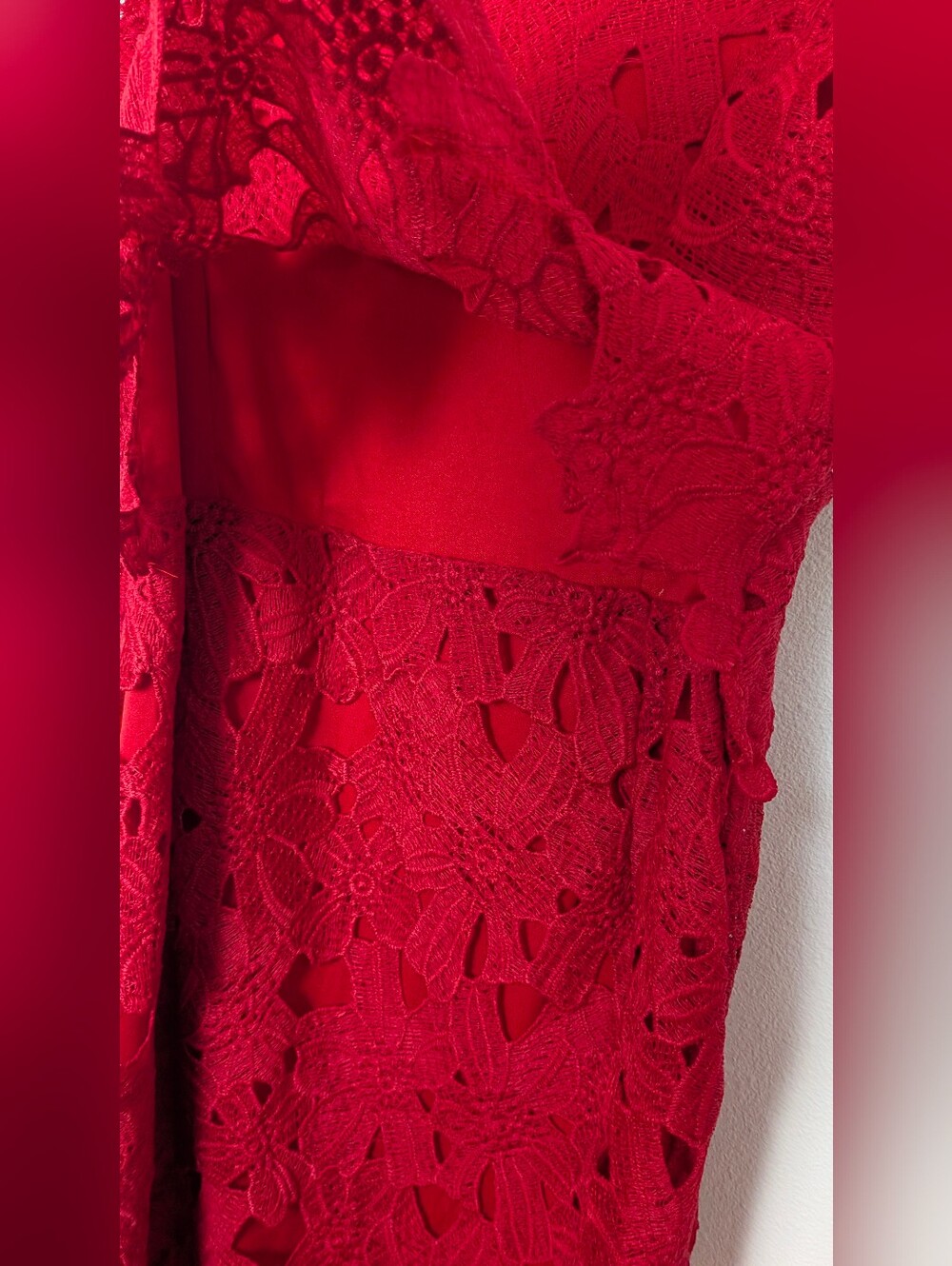 NWT Sociology Women’s Red Floral Cutout Lace Popover Sheath Mini Dress Size XL - Picture 5 of 13